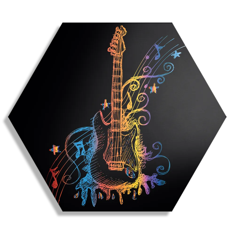 Schilderij Rock Gitaar Hexagon Template Hexagon1 Muziek 21 1