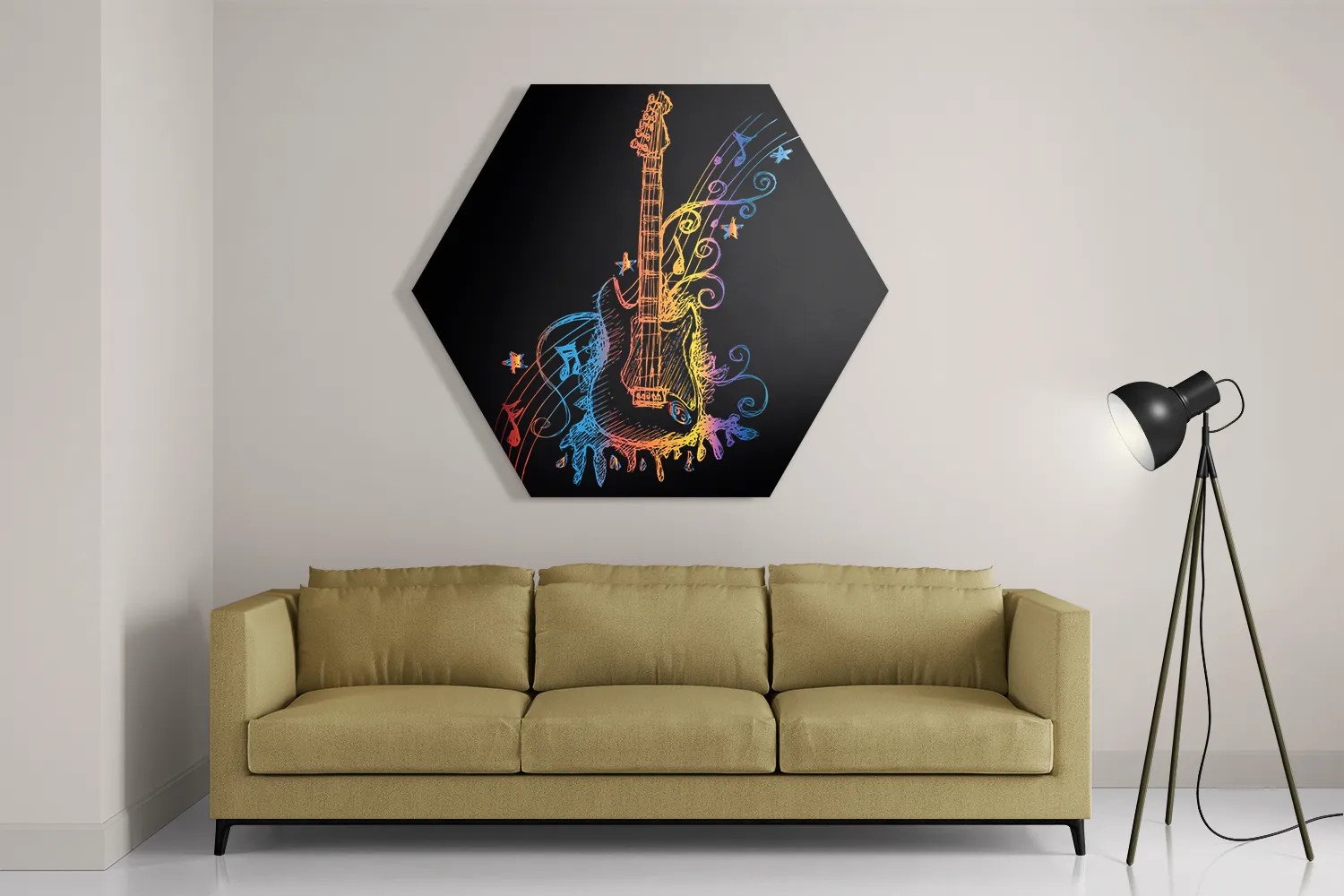 Schilderij Rock Gitaar Hexagon Template Hexagon1 Muziek 21 2