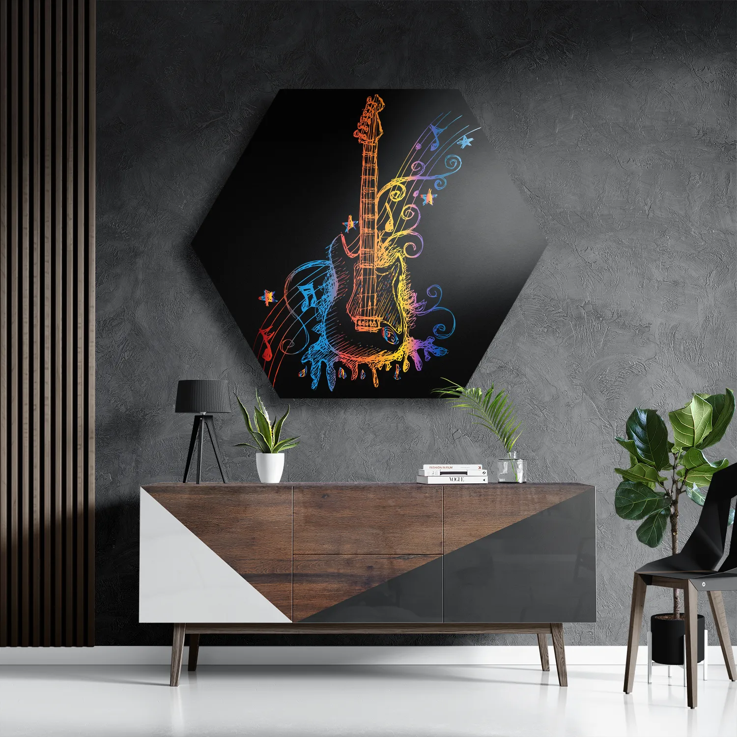 Schilderij Rock Gitaar Hexagon Template Hexagon1 Muziek 21 3