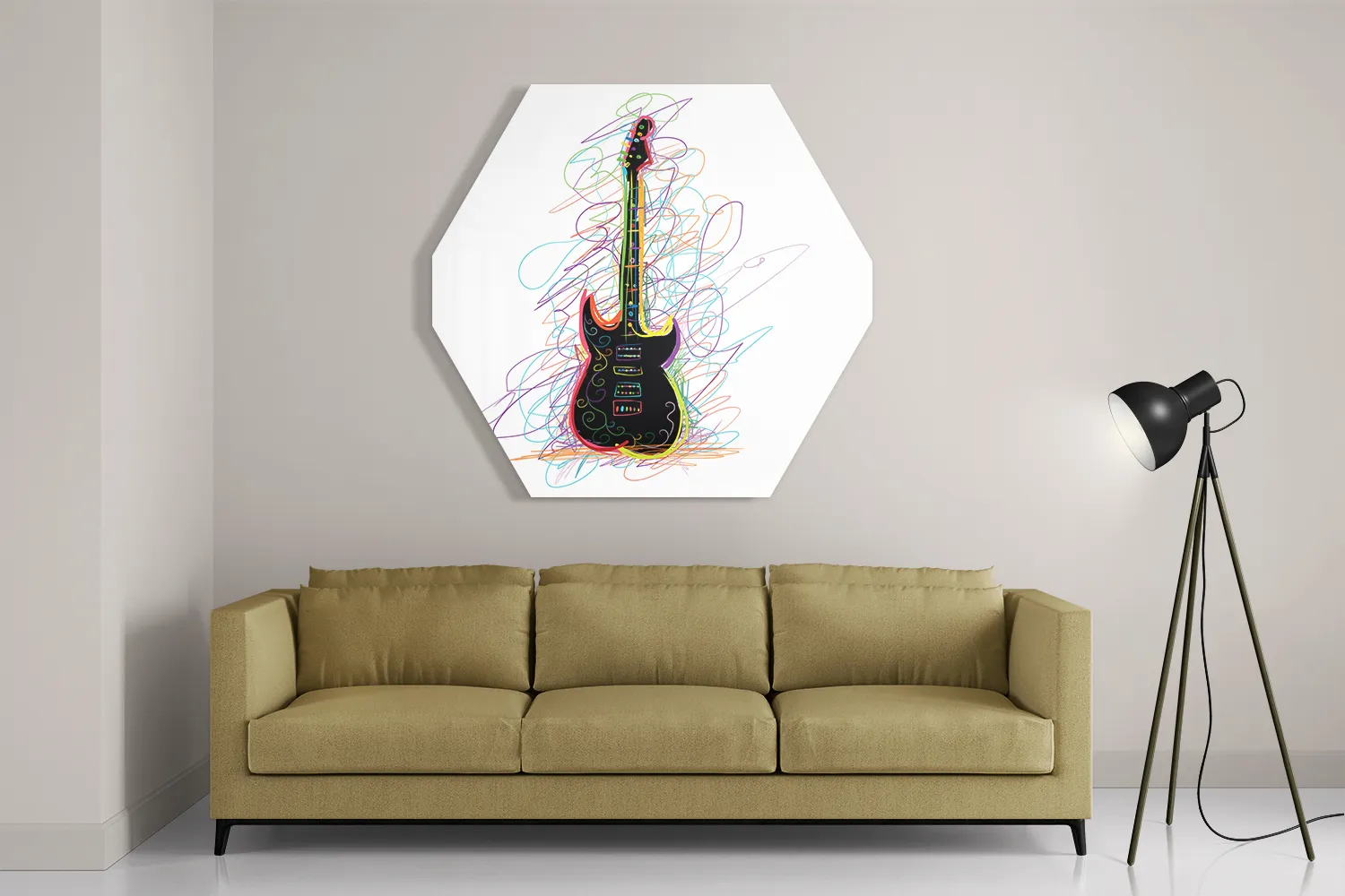 Template_Hexagon1_Muziek_22-2 Schilderij Rock Gitaar Op Witte Achtergrond Hexagon Template Hexagon1 Muziek 22 2