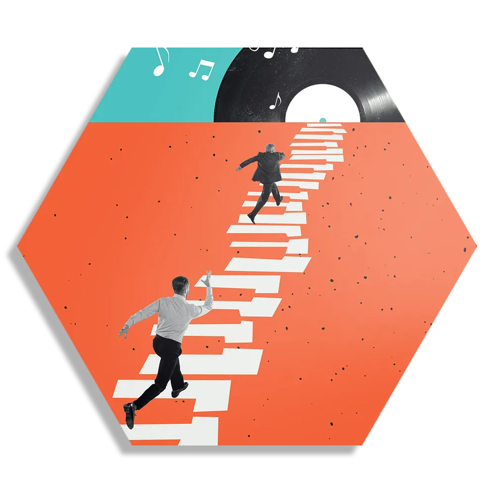 Schilderij The Piano Men Hexagon Template Hexagon1 Muziek 4 1