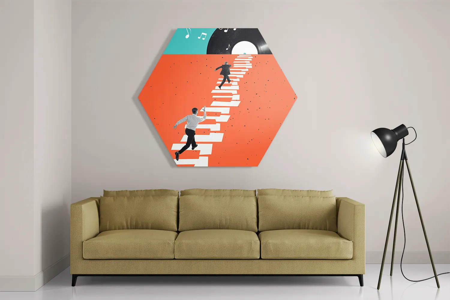 Schilderij The Piano Men Hexagon Template Hexagon1 Muziek 4 2