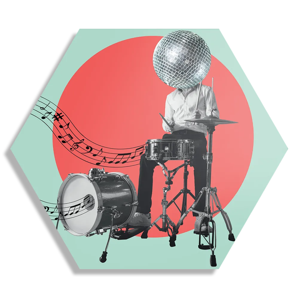 Schilderij Drummen Als Een Baas Hexagon Template Hexagon1 Muziek 9 1