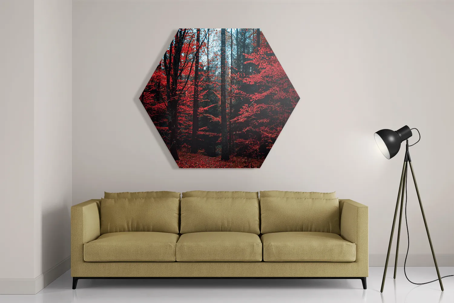 Schilderij Het rode bos Hexagon Template Hexagon1 Natuur 12 2