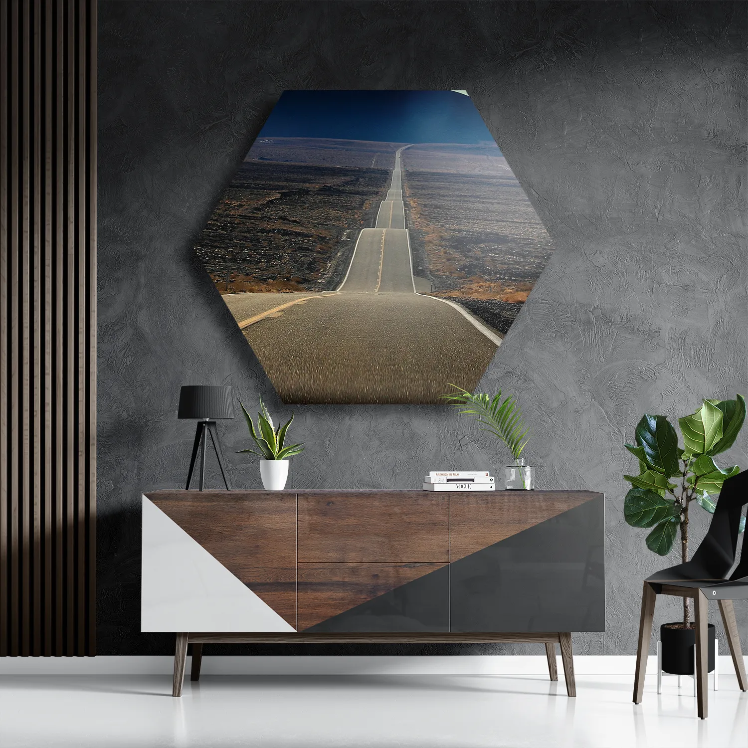 Schilderij Deathvalley Road Hexagon Template Hexagon1 Natuur 3 3