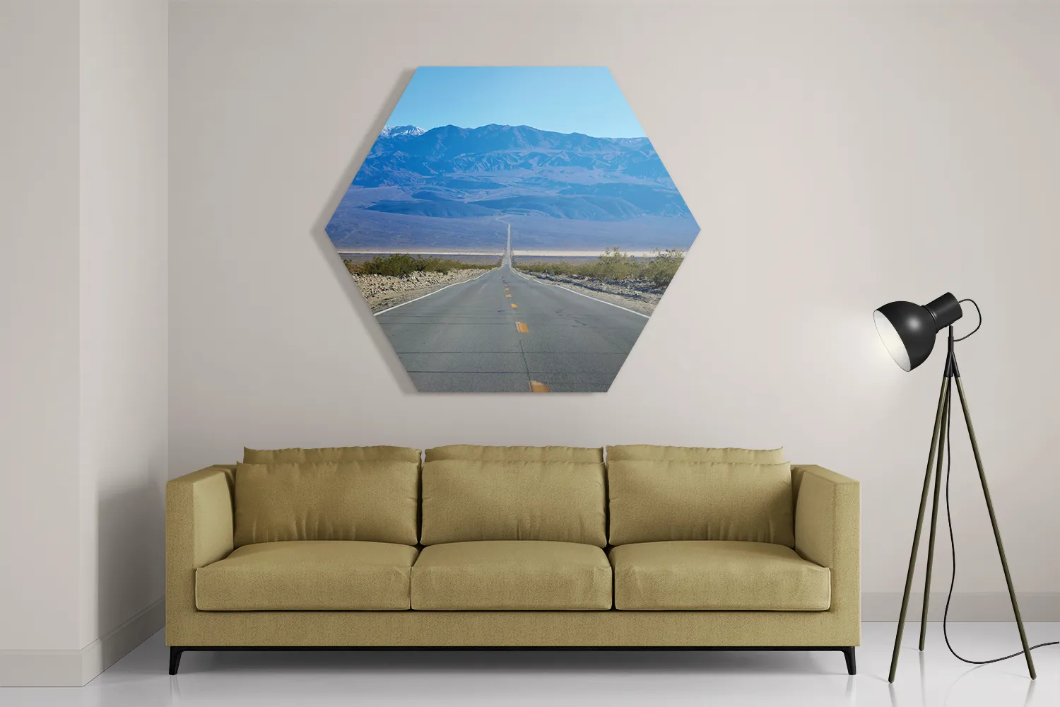 Schilderij The road in Deathvalley Hexagon Template Hexagon1 Natuur 5 2
