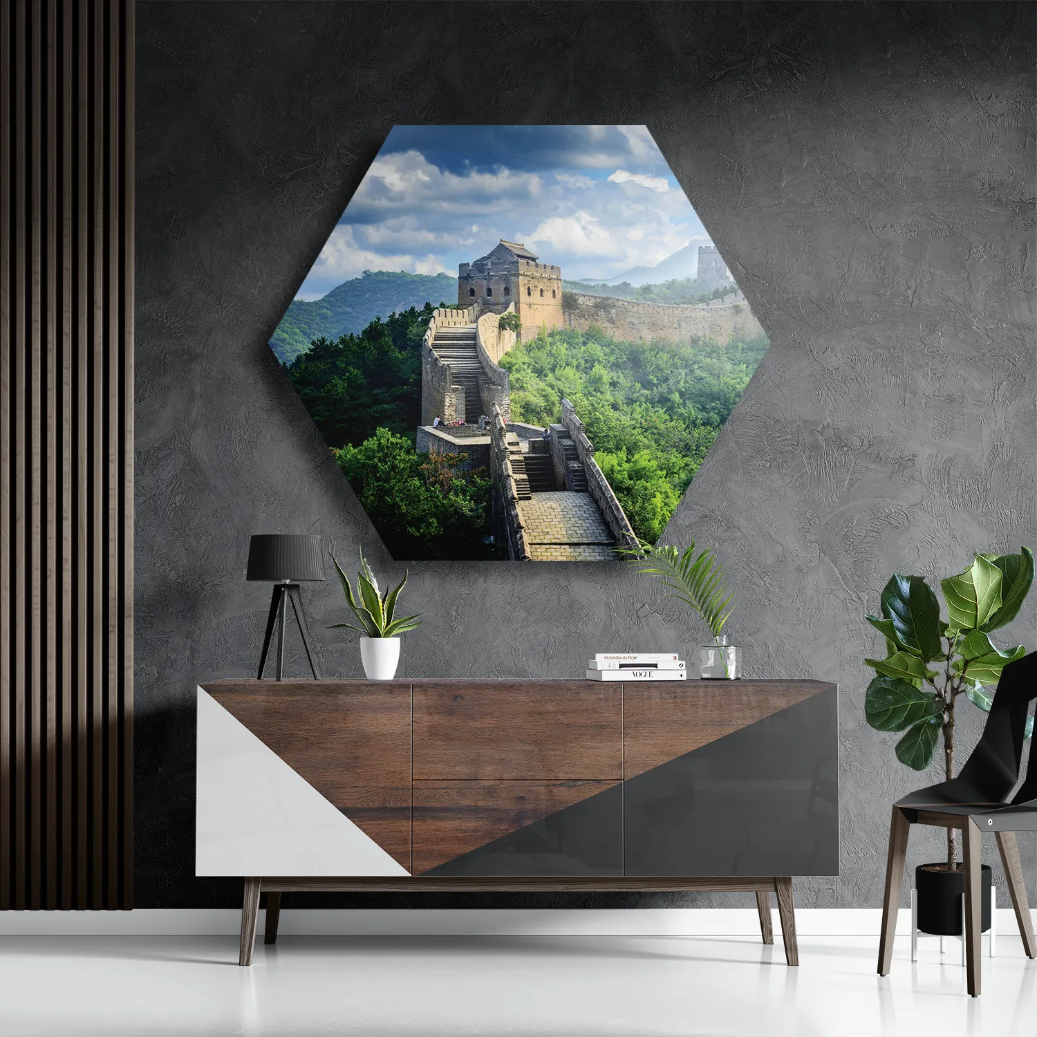 Schilderij De Chinese muur 2 Hexagon Template Hexagon1 Natuur 51 3