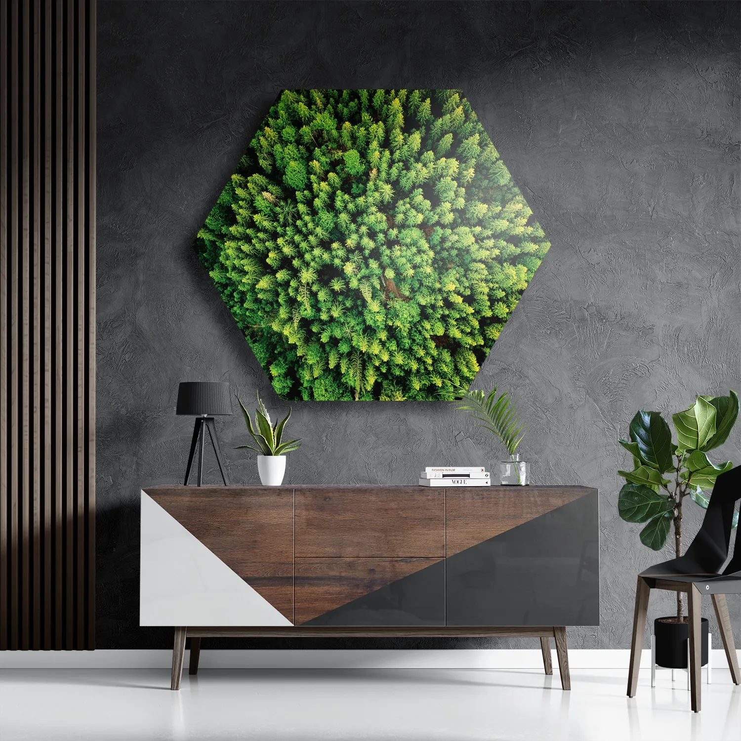 Schilderij Het groene bos Hexagon Template Hexagon1 Natuur 64 3