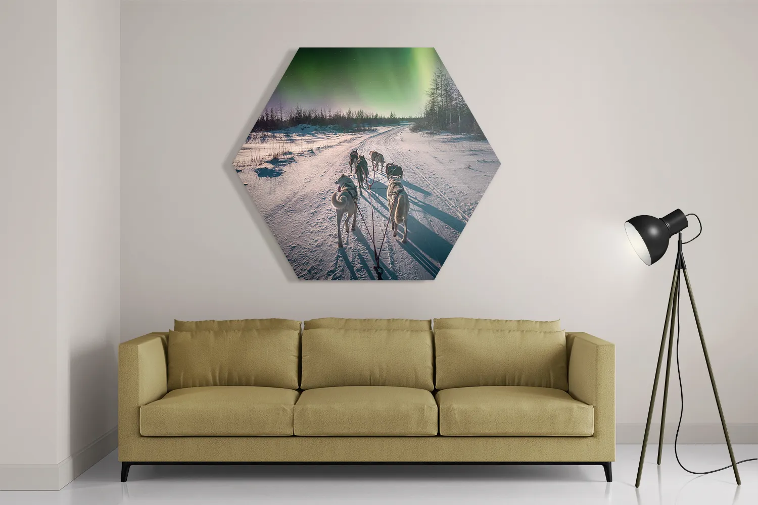 Schilderij Huskies door Lapland Hexagon Template Hexagon1 Natuur 66 2