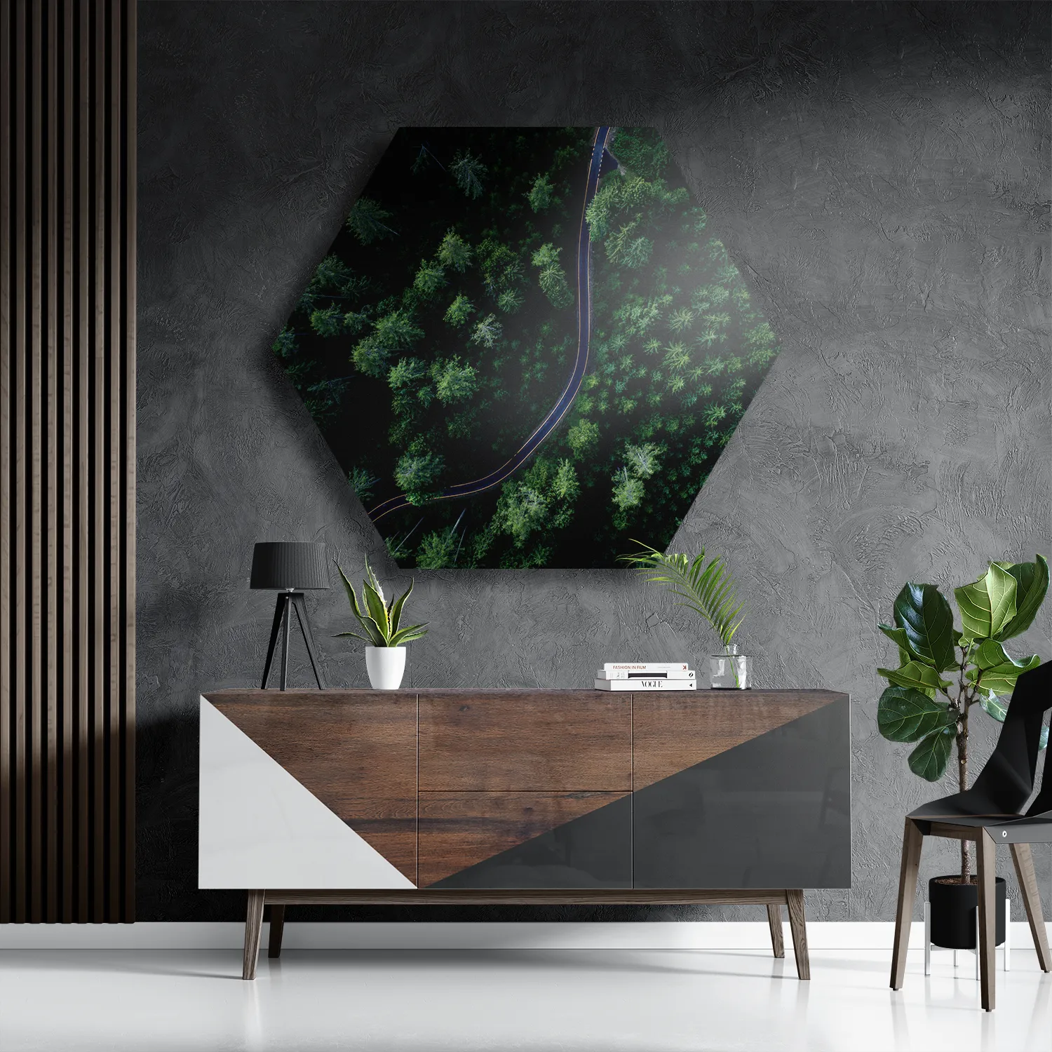 Schilderij Weg door het bos Hexagon Template Hexagon1 Natuur 74 3