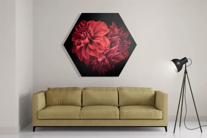 Schilderij Rood Paarse Dahlia Hexagon Template Hexagon1 Natuur 75 2