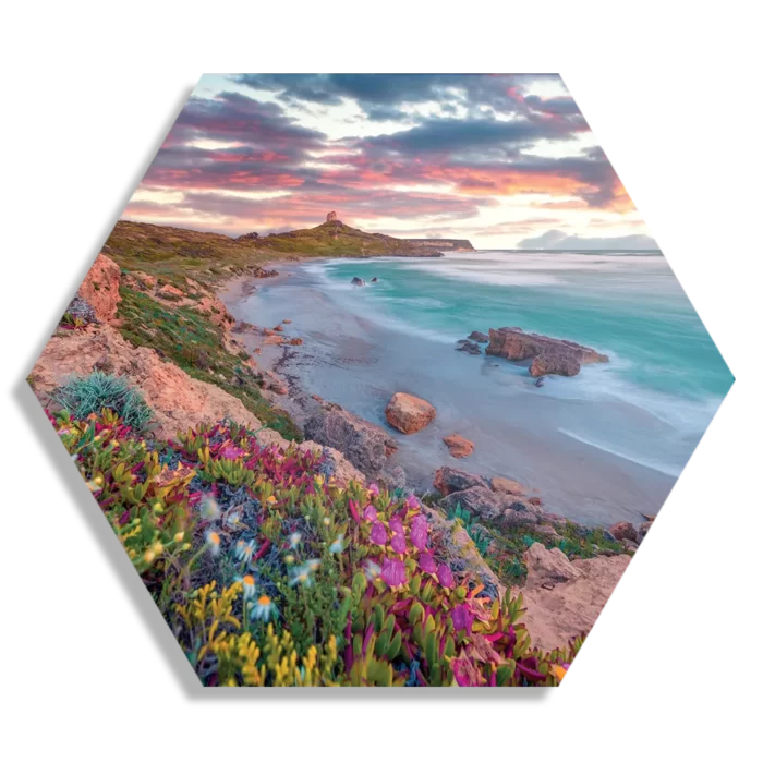 Schilderij Kleurrijke kust Hexagon Template Hexagon1 Natuur 81 1