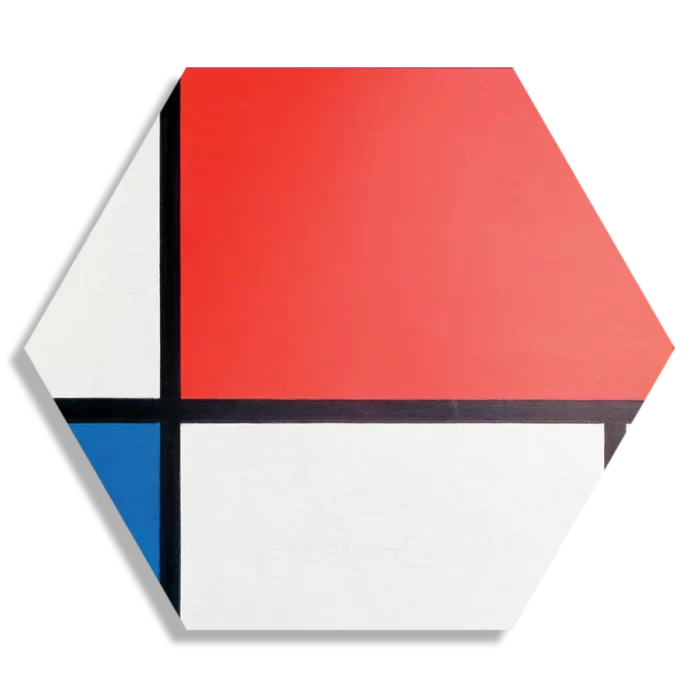 Schilderij Mondriaan de rode rechthoek Hexagon Template Hexagon1 Om 1 1