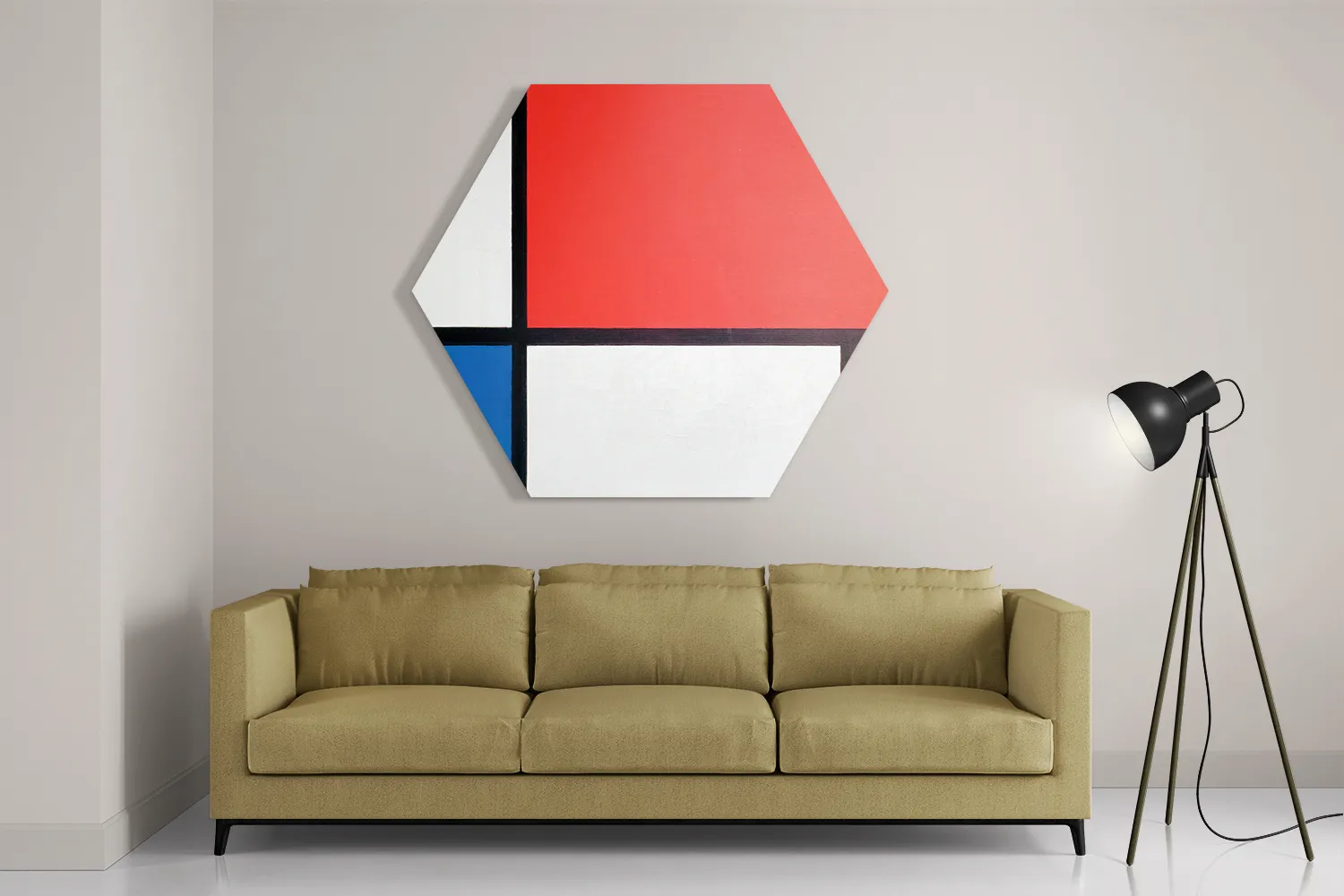 Template_Hexagon1_Om_1-2 Schilderij Mondriaan de rode rechthoek Hexagon Template Hexagon1 Om 1 2