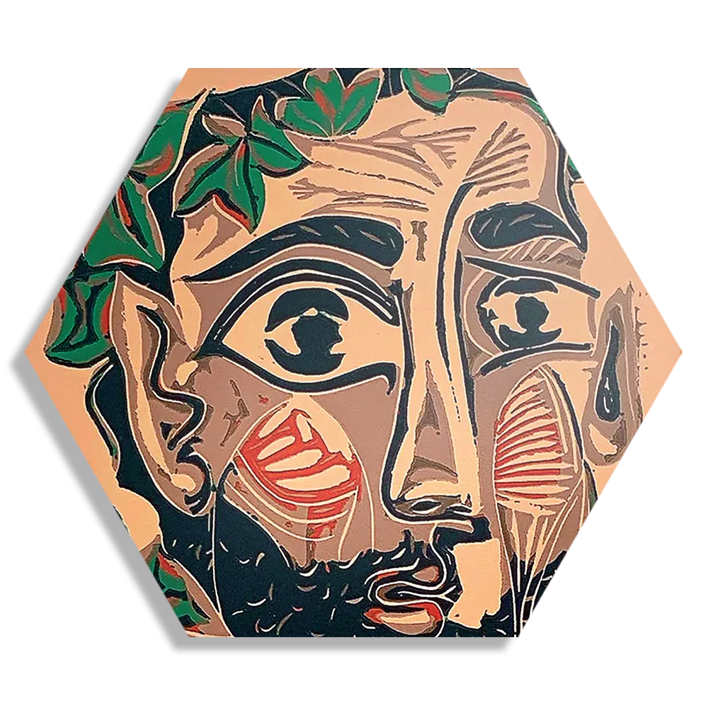 Schilderij Picasso bebaarde man 1962 Hexagon Template Hexagon1 Om 12 1