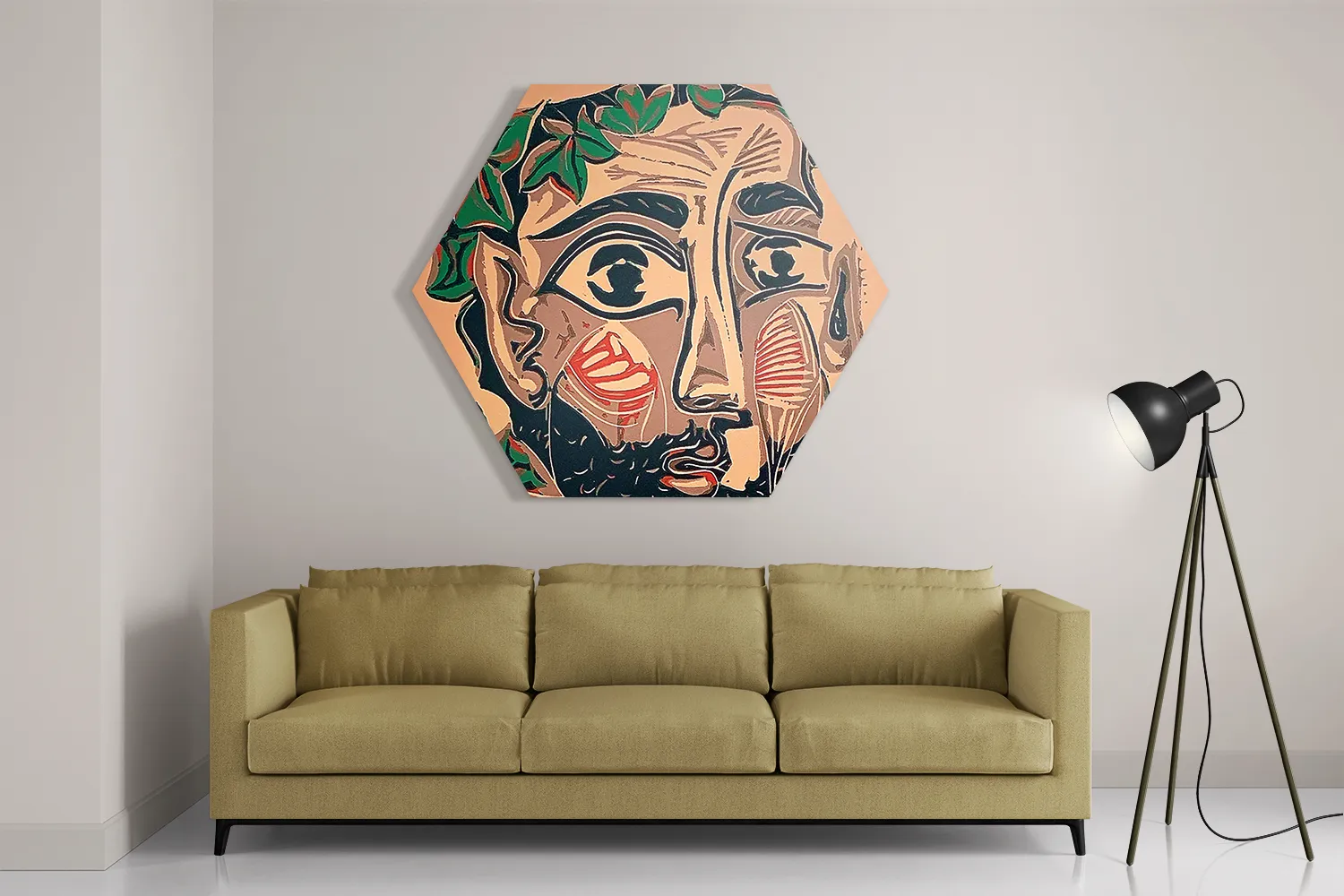 Schilderij Picasso bebaarde man 1962 Hexagon Template Hexagon1 Om 12 2