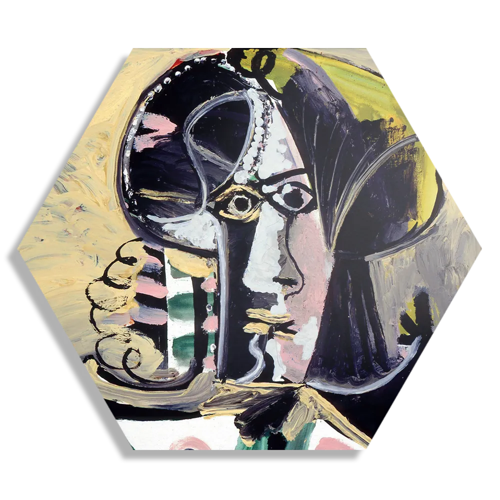 Schilderij Picasso Portret van een vrouw 1971 Hexagon Template Hexagon1 Om 15 1