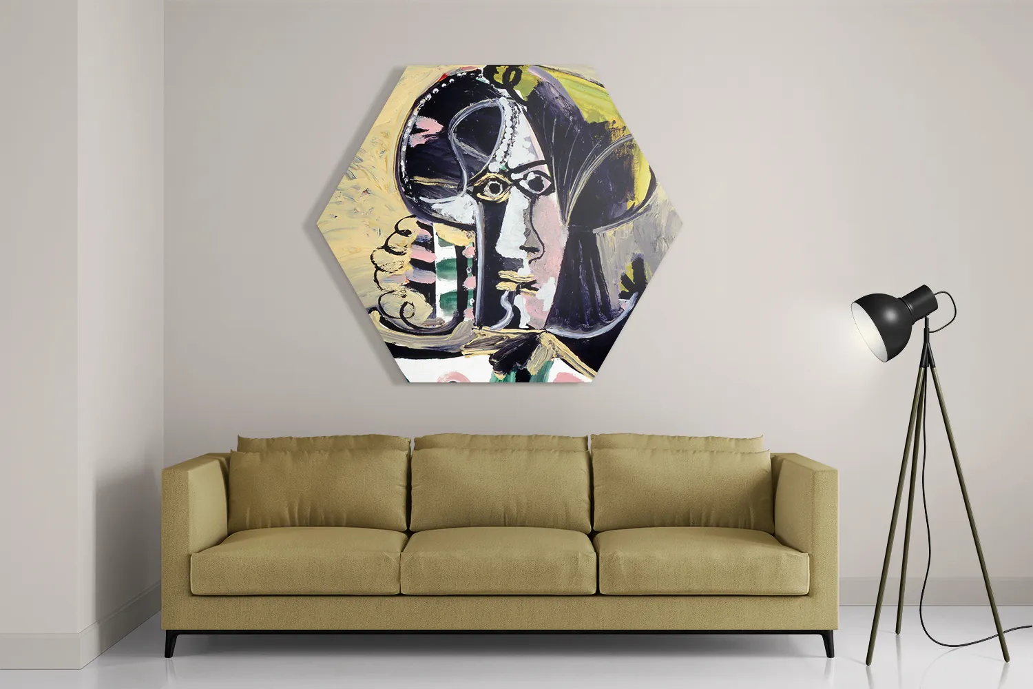 Schilderij Picasso Portret van een vrouw 1971 Hexagon Template Hexagon1 Om 15 2