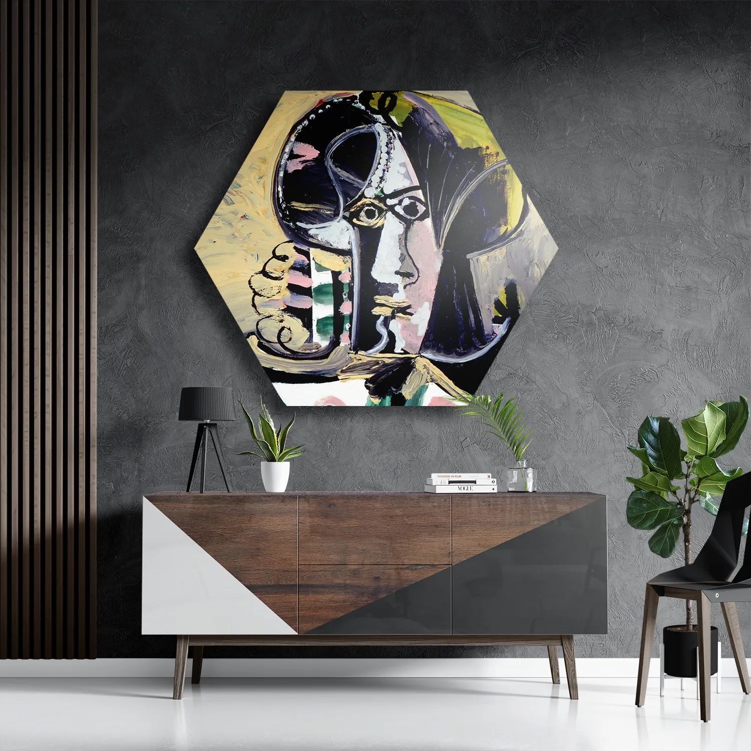 Schilderij Picasso Portret van een vrouw 1971 Hexagon Template Hexagon1 Om 15 3