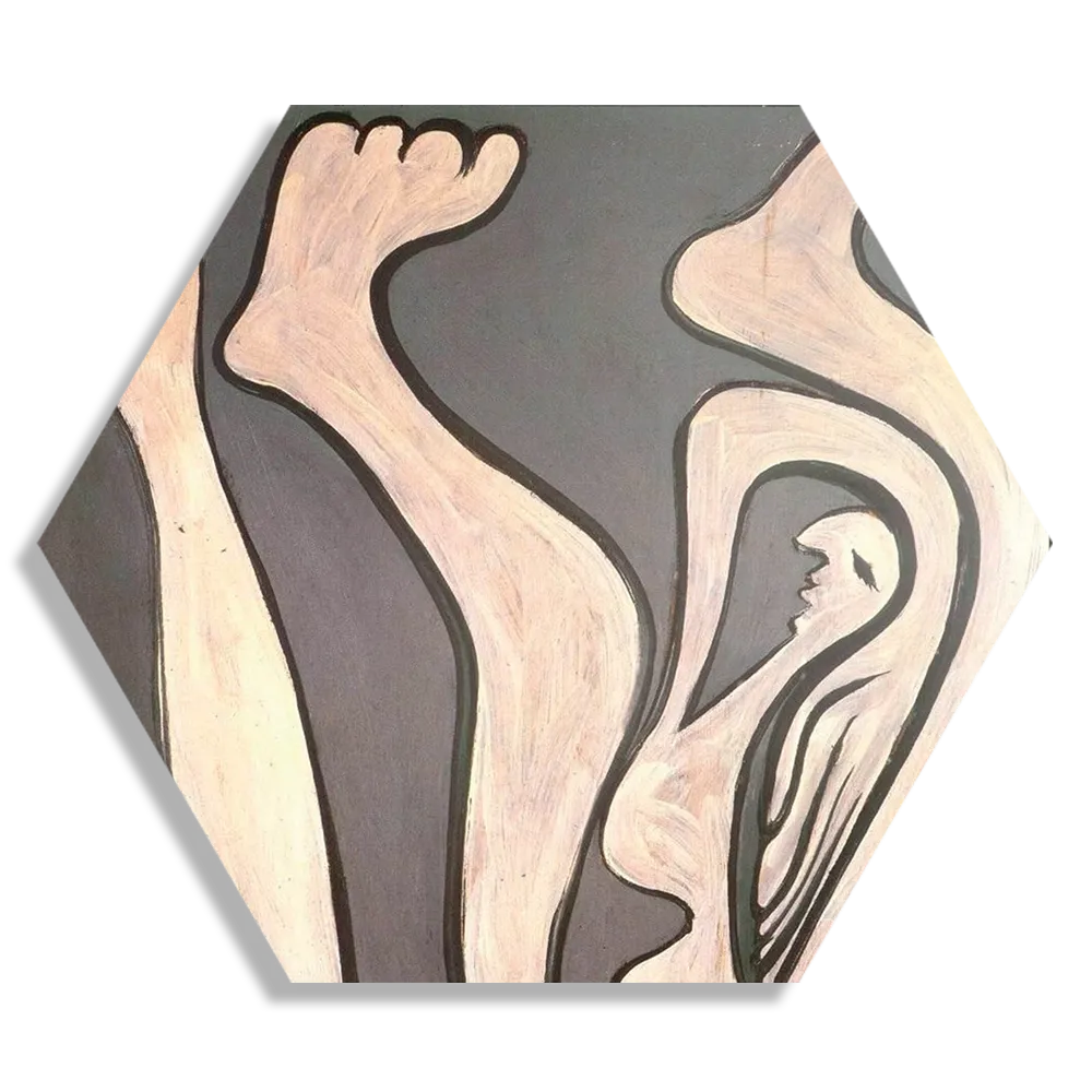 Schilderij Picasso Vrouwlijke acrobaat 1930 Hexagon Template Hexagon1 Om 17 1