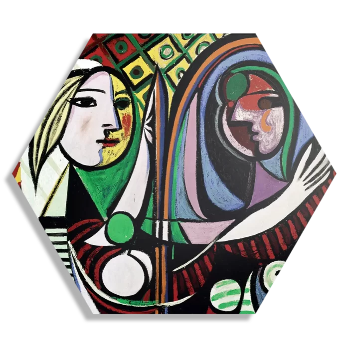 Schilderij Picasso Meisje voor een spiegel 1932 Hexagon Template Hexagon1 Om 19 1