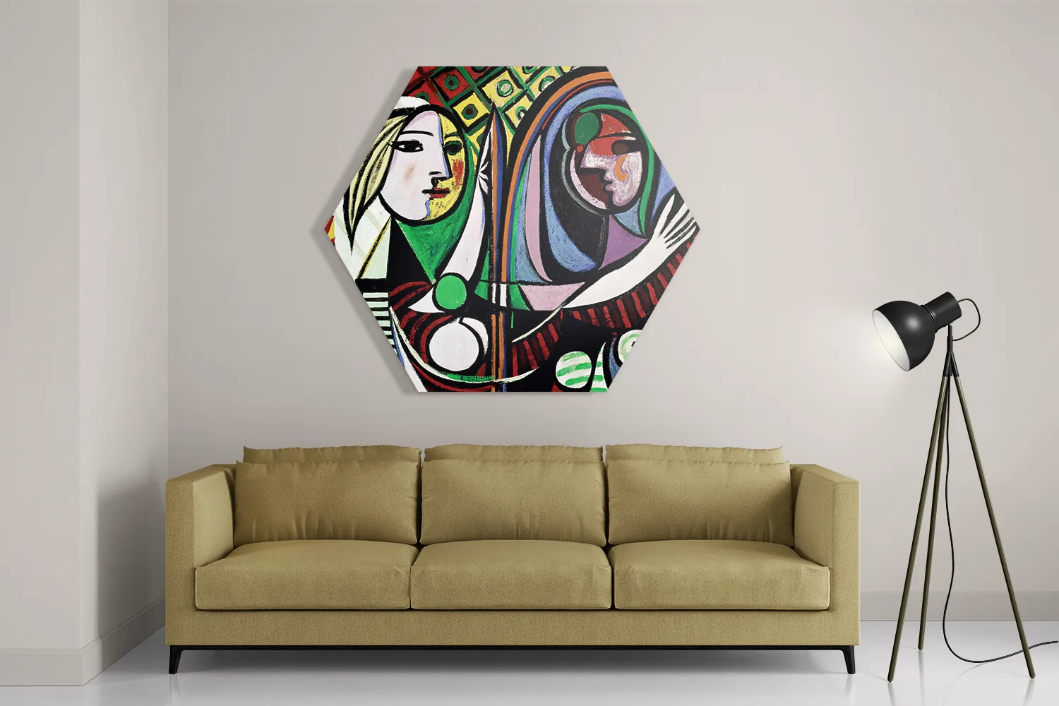 Schilderij Picasso Meisje voor een spiegel 1932 Hexagon Template Hexagon1 Om 19 2