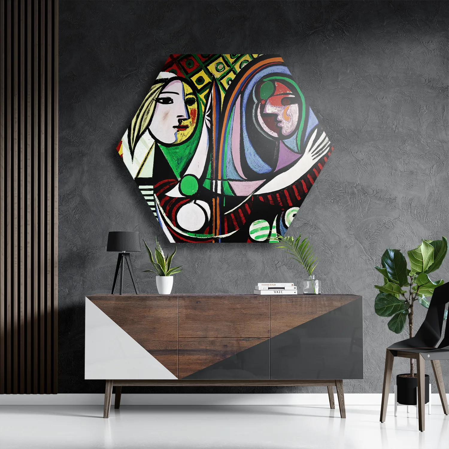 Schilderij Picasso Meisje voor een spiegel 1932 Hexagon Template Hexagon1 Om 19 3