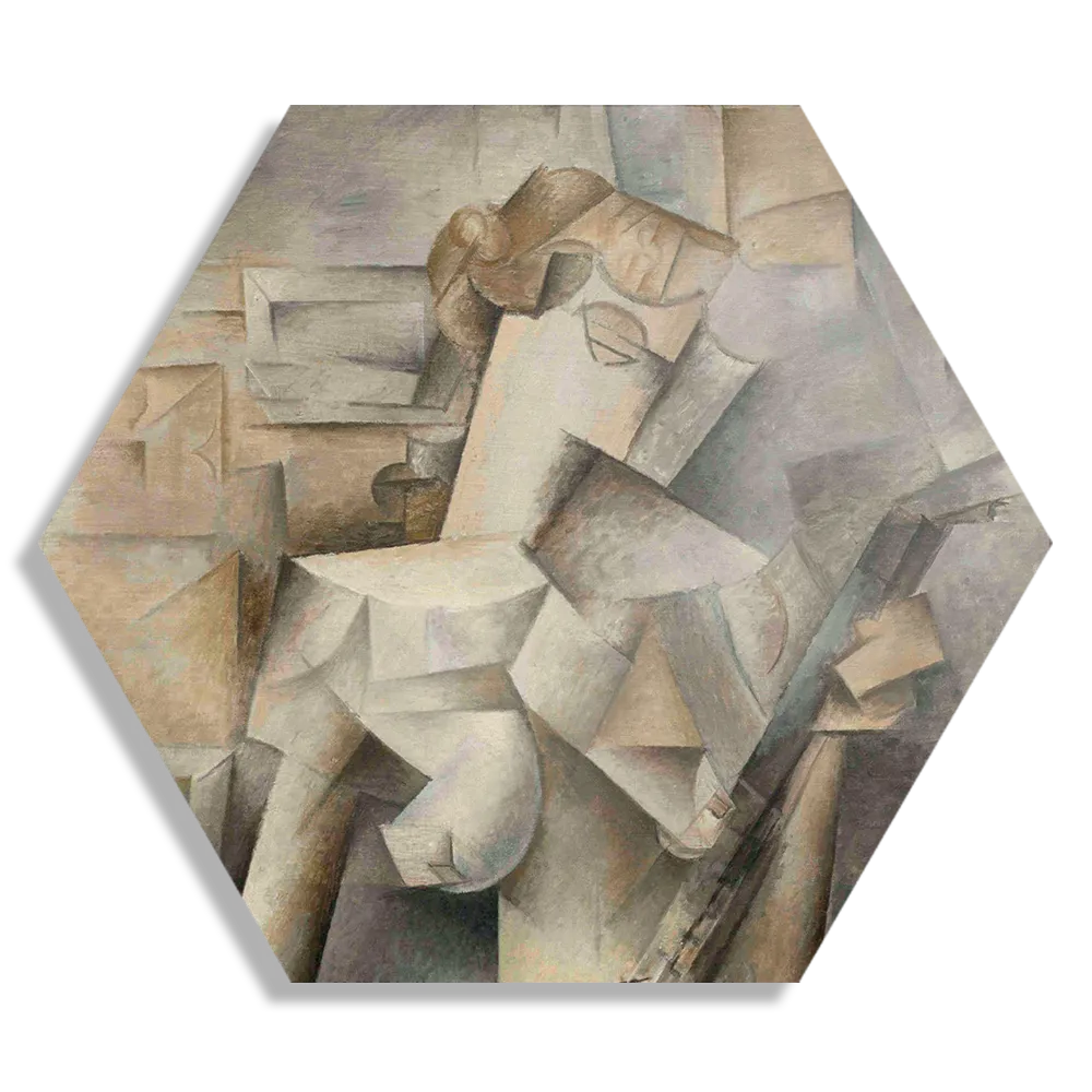 Schilderij Picasso Meisje met een mandoline 1910 Hexagon Template Hexagon1 Om 21 1