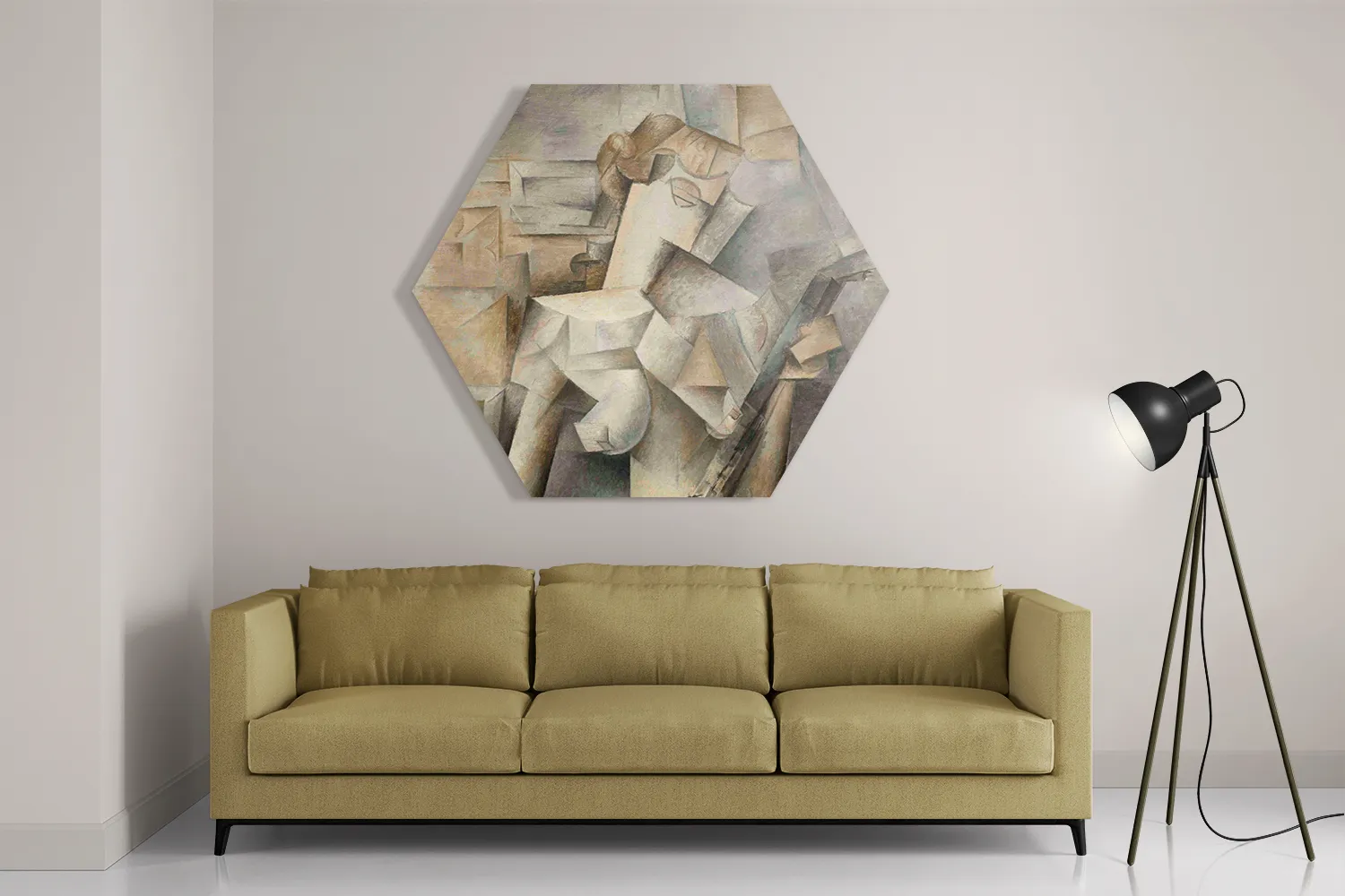 Schilderij Picasso Meisje met een mandoline 1910 Hexagon Template Hexagon1 Om 21 2