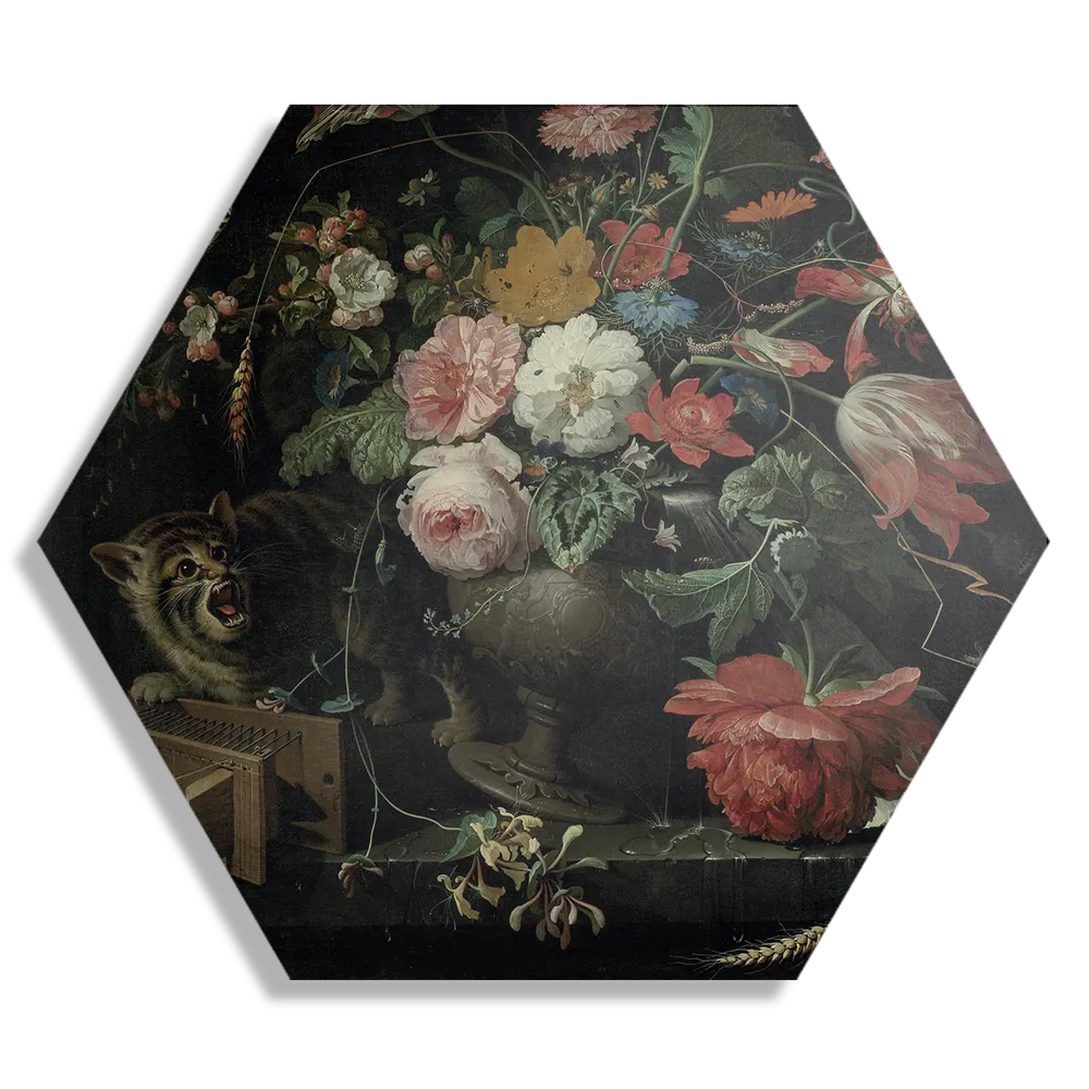 Schilderij Abraham Mignon De omvergeworpen ruiker 1660-1679 Hexagon Template Hexagon1 Om 25 1