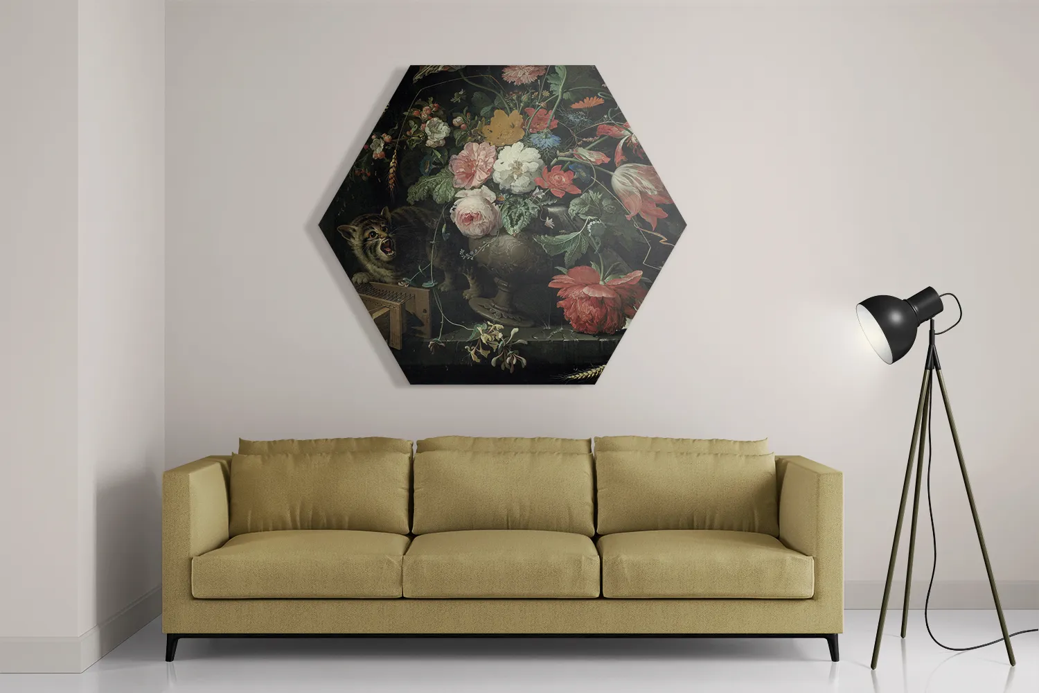 Schilderij Abraham Mignon De omvergeworpen ruiker 1660-1679 Hexagon Template Hexagon1 Om 25 2