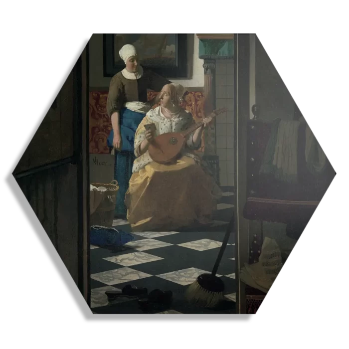 Schilderij Johannes Vermeer De liefdes brief 1669 Hexagon Template Hexagon1 Om 27 1