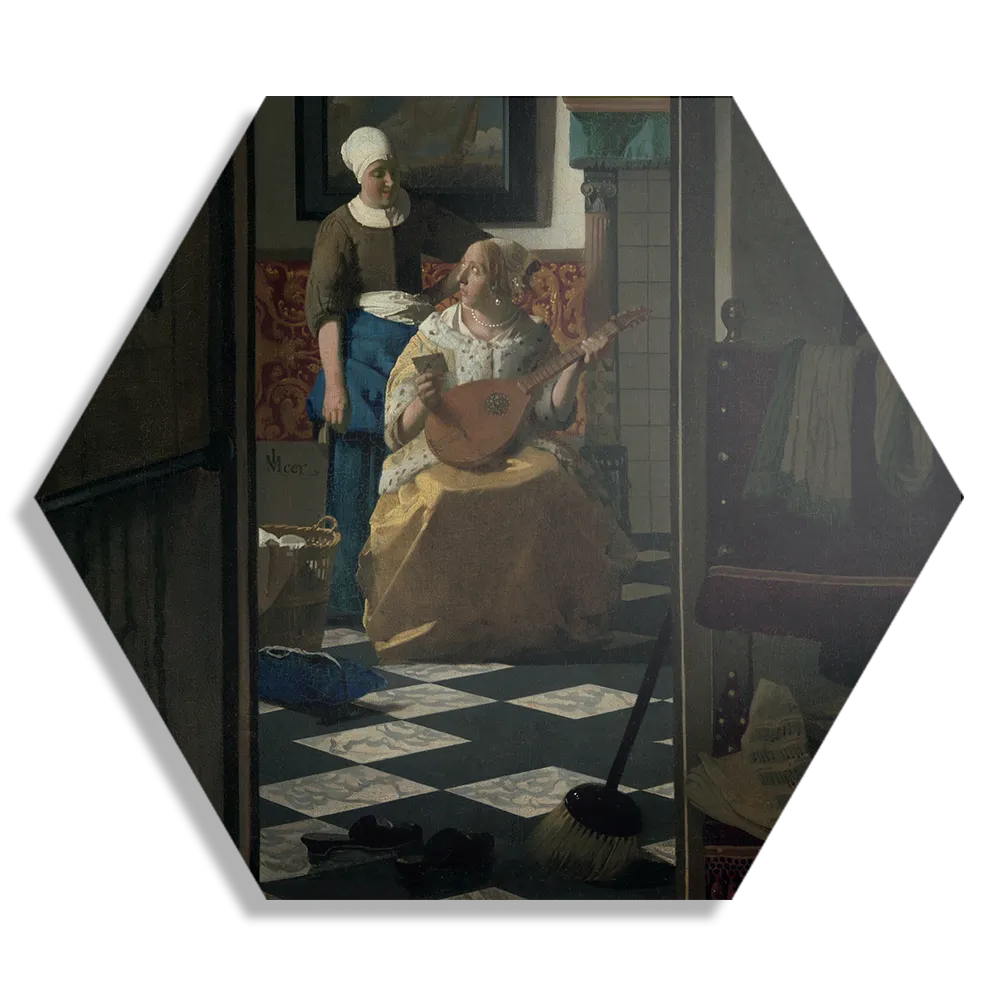 Schilderij Johannes Vermeer De liefdes brief 1669 Hexagon Template Hexagon1 Om 27 1
