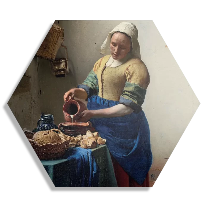 Schilderij Johannes Vermeer Het Melkmeisje 1660 Hexagon Template Hexagon1 Om 29 1