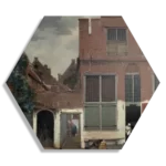 Schilderij Johannes Vermeer Gezicht op huizen in Delft 1658 Hexagon Template Hexagon1 Om 30 1