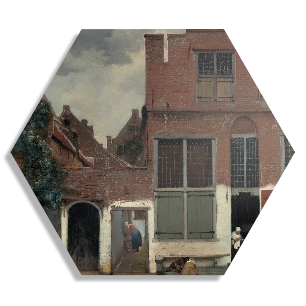 Template_Hexagon1_Om_30-1 Schilderij Johannes Vermeer Gezicht op huizen in Delft 1658 Hexagon Template Hexagon1 Om 30 1