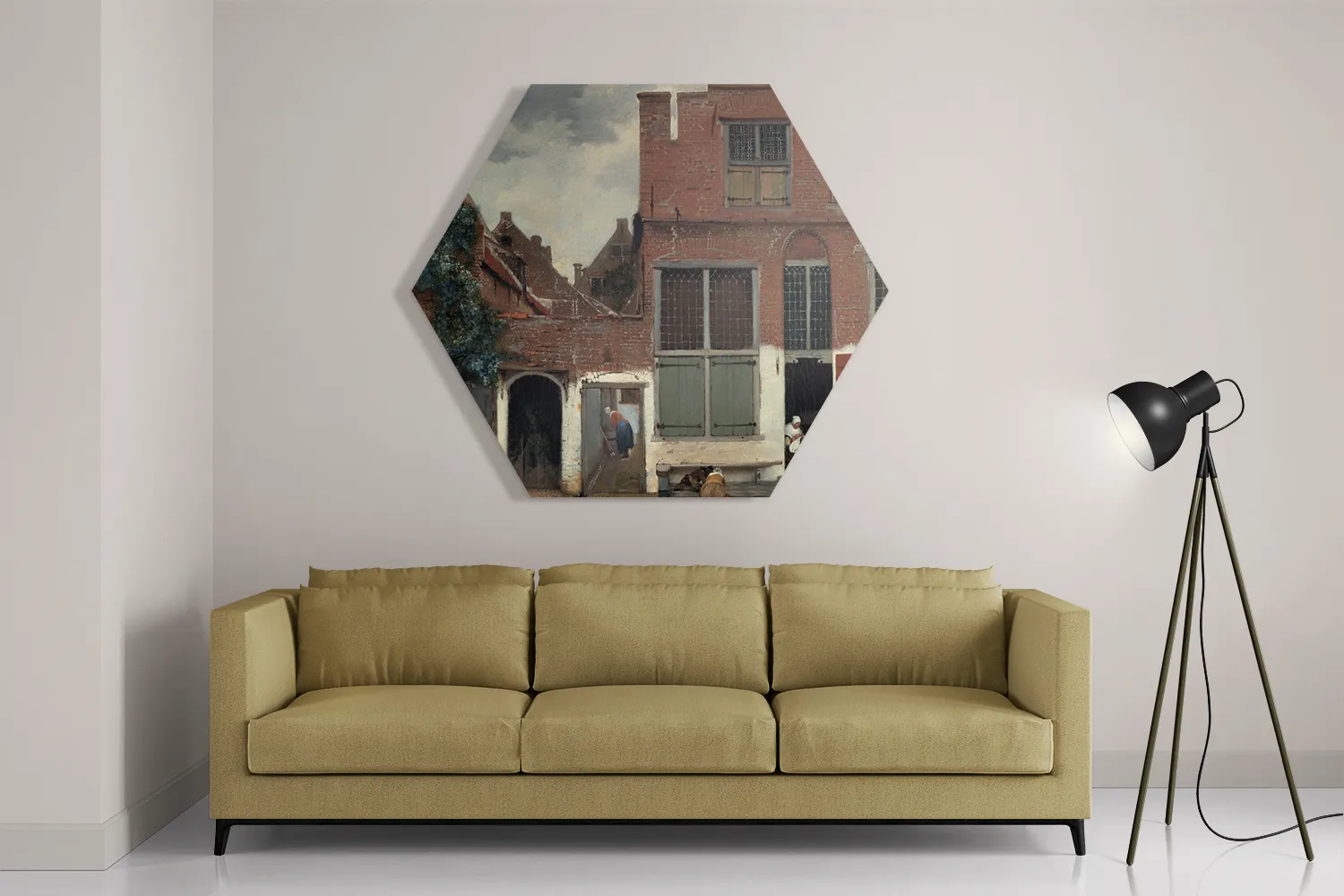 Template_Hexagon1_Om_30-2 Schilderij Johannes Vermeer Gezicht op huizen in Delft 1658 Hexagon Template Hexagon1 Om 30 2