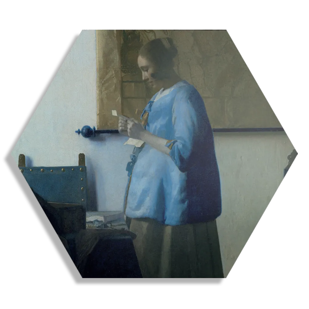 Template_Hexagon1_Om_32-1 Schilderij Johannes Vermeer Vrouw die een Brief leest 1663 Hexagon Template Hexagon1 Om 32 1