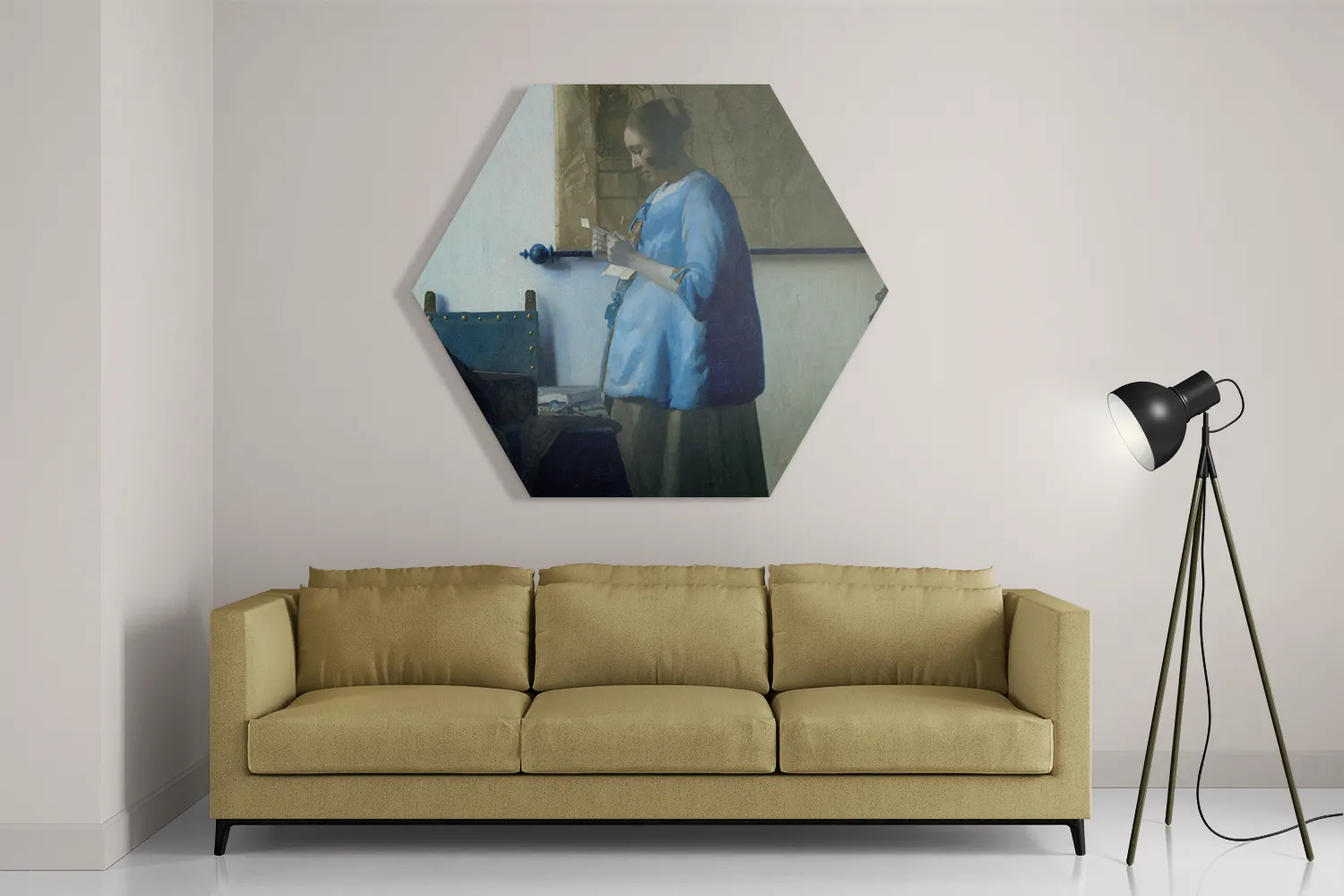 Template_Hexagon1_Om_32-2 Schilderij Johannes Vermeer Vrouw die een Brief leest 1663 Hexagon Template Hexagon1 Om 32 2