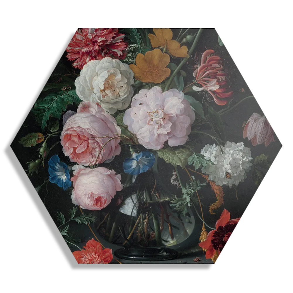 Schilderij Jan Davidsz Bloemen in een glazen vaas 1716 Hexagon Template Hexagon1 Om 5 1