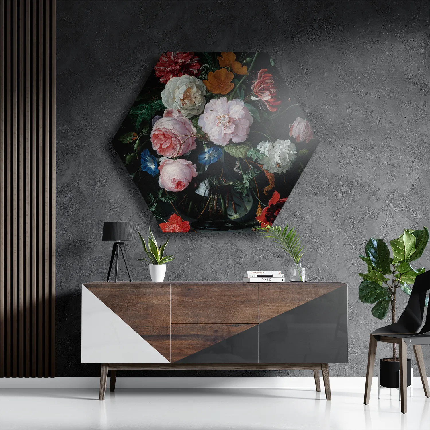 Schilderij Jan Davidsz Bloemen in een glazen vaas 1716 Hexagon Template Hexagon1 Om 5 3