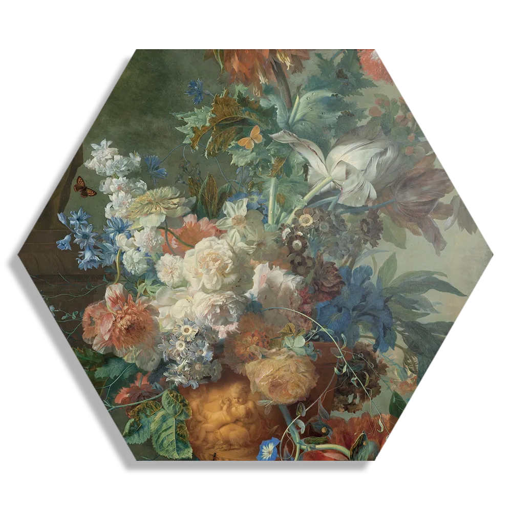 Schilderij Jan Davidsz Stilleven met bloemen in een glazen vaas 1650-683 Hexagon Template Hexagon1 Om 7 1