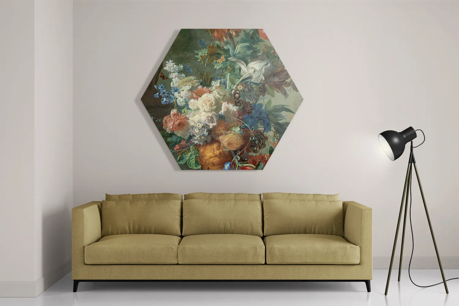 Schilderij Jan Davidsz Stilleven met bloemen in een glazen vaas 1650-683 Hexagon Template Hexagon1 Om 7 2