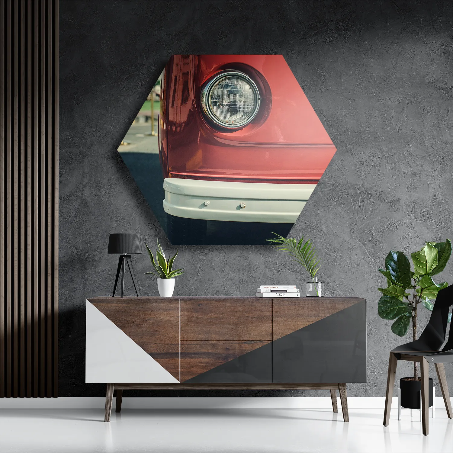 Schilderij Rood Busje Hexagon Template Hexagon1 Retro 10 3