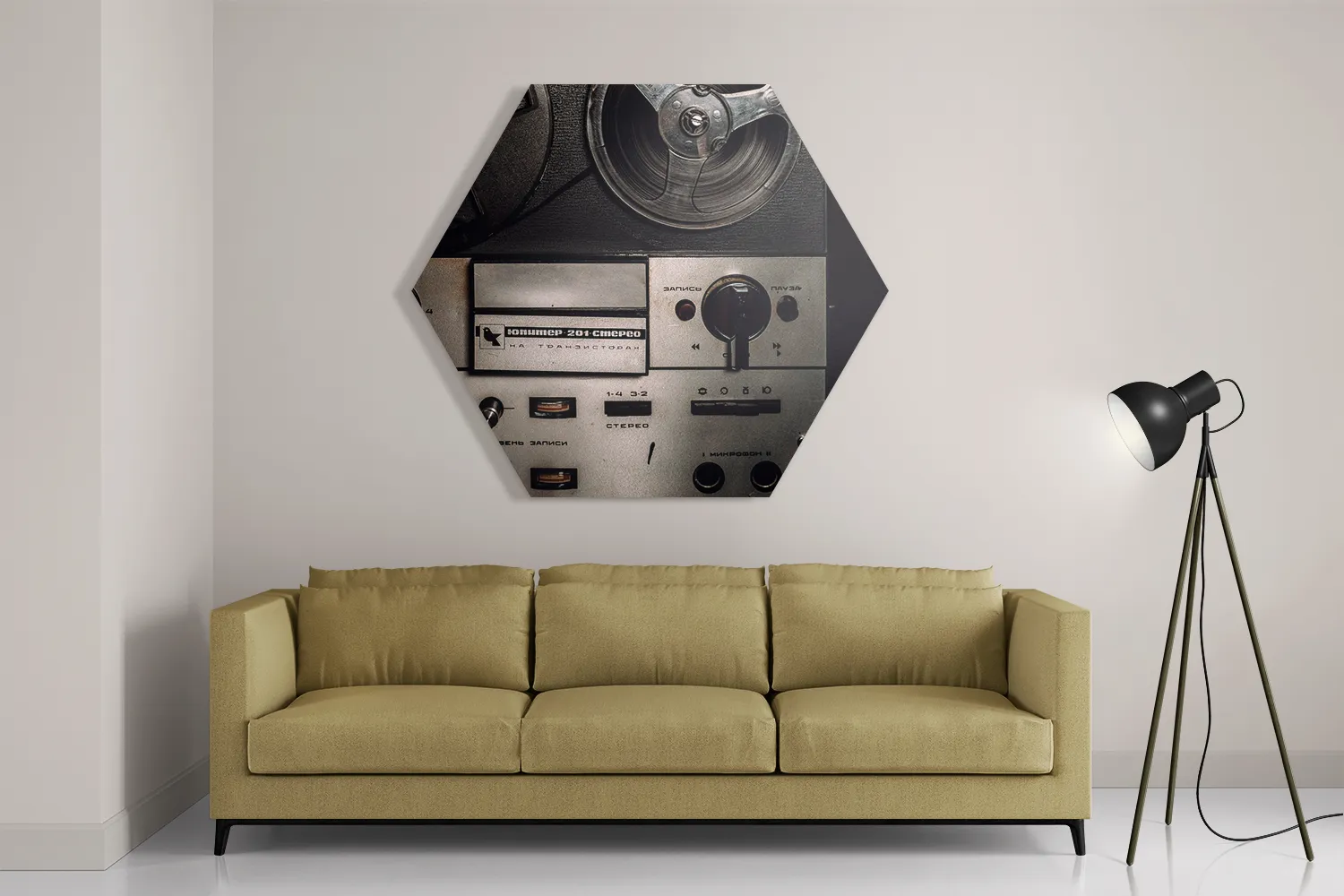 Schilderij De Oude Bandrecorder Hexagon Template Hexagon1 Retro 11 2