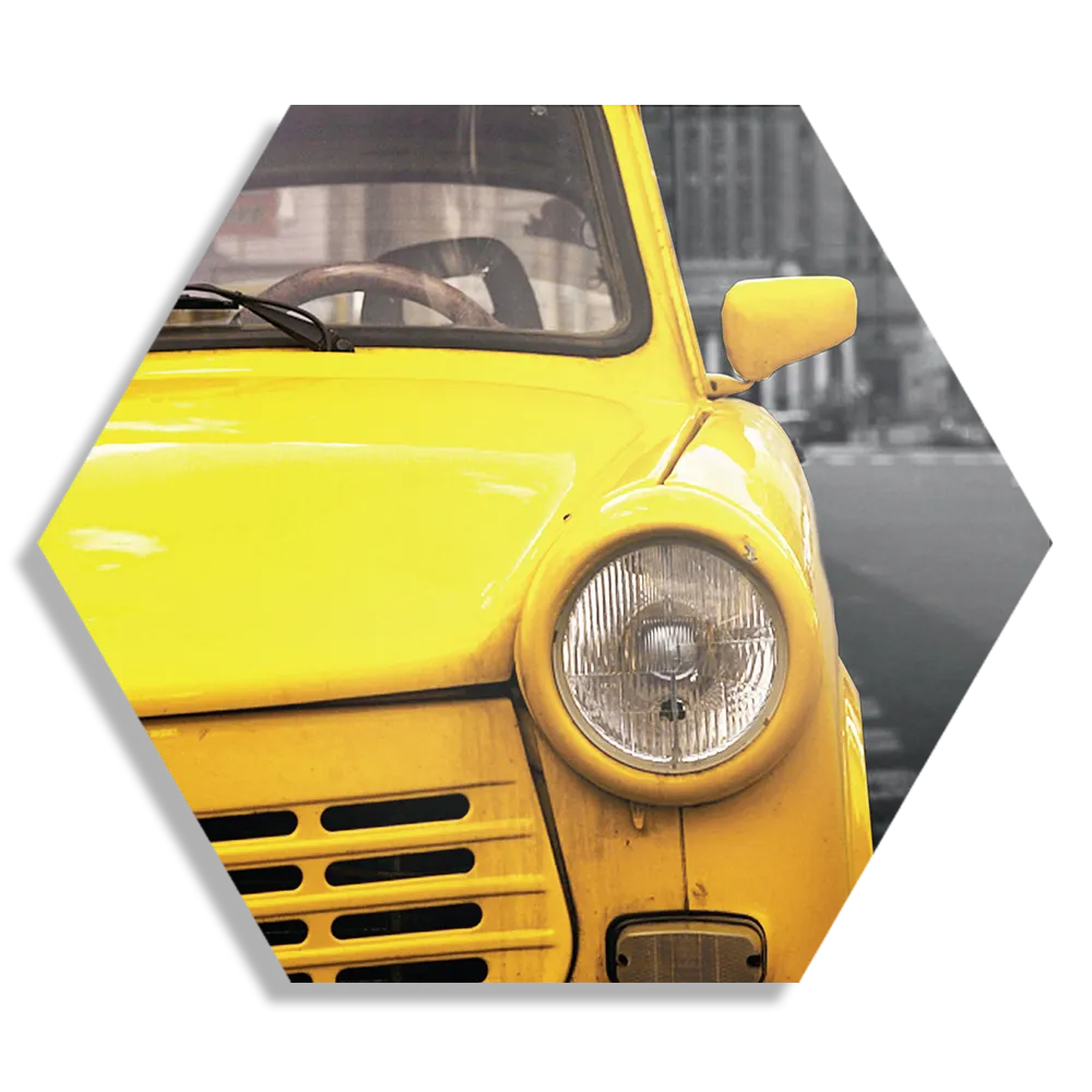 Schilderij Old School Gele Taxi 02 Hexagon Template Hexagon1 Retro 16 1