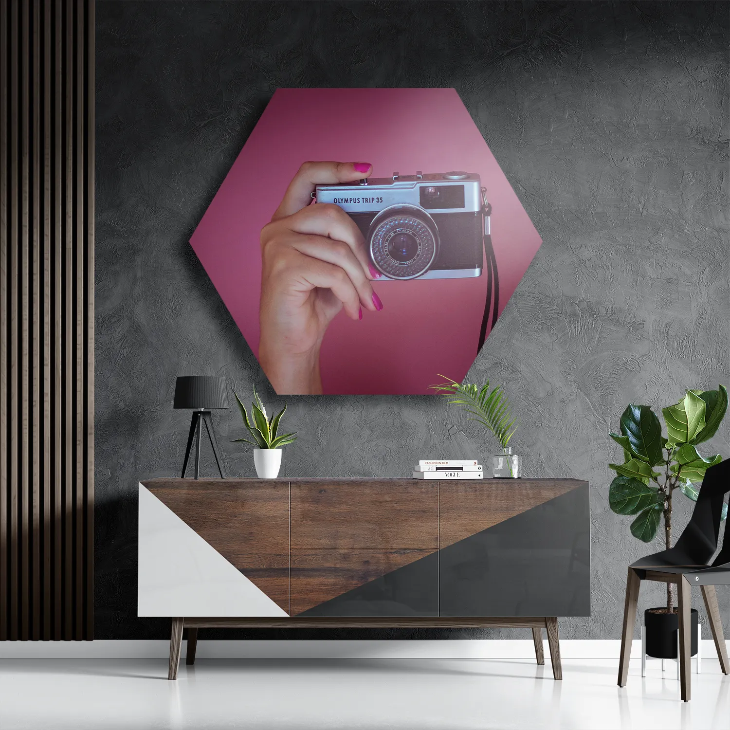 Schilderij Old School Scooter Hexagon Template Hexagon1 Retro 2 3