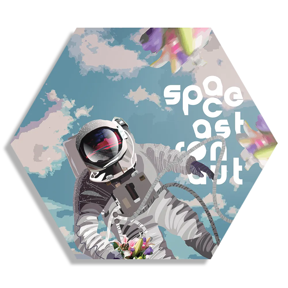 Schilderij Astronaut in de ruimte Hexagon Template Hexagon1 Ruimtevaart 11 1