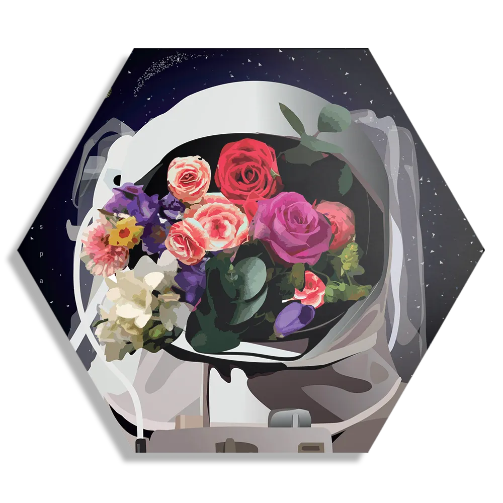 Template_Hexagon1_Ruimtevaart_12-1 Schilderij The love astronaut Hexagon Template Hexagon1 Ruimtevaart 12 1