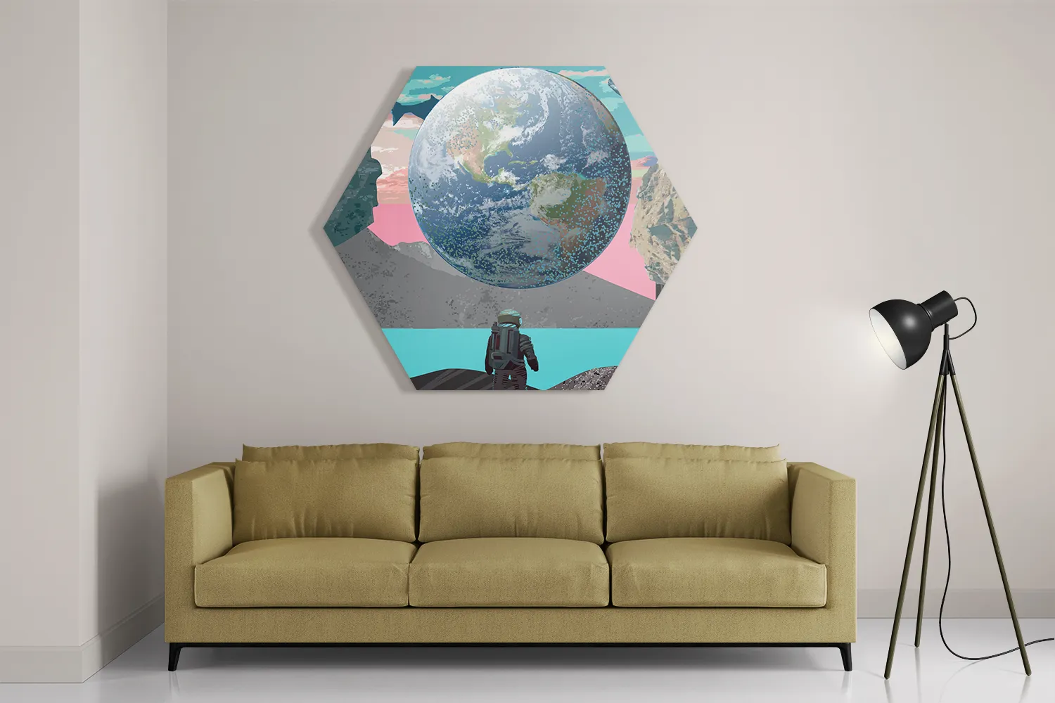 Schilderij Abstracte Aarde Hexagon Template Hexagon1 Ruimtevaart 13 2